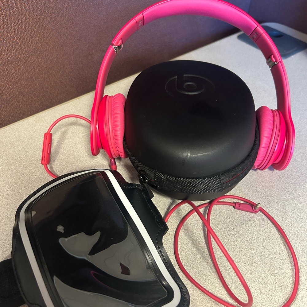 Beats Pink Headphones with Case